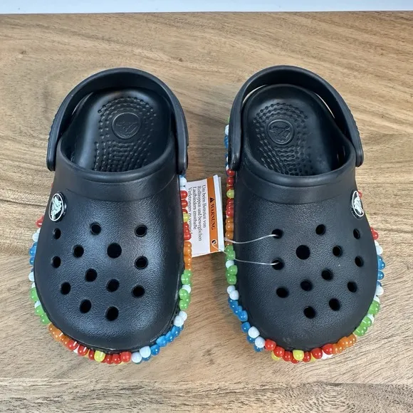 New Little Kids Crocs Crocband Colorful Lights Clog Light-Up BLK Sandals SZ 7 C