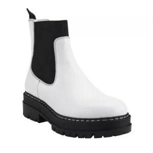New Marc Fisher Patrick Ankle Boots Bootie Chelsea White Rubber Sole Moto 6.5 M