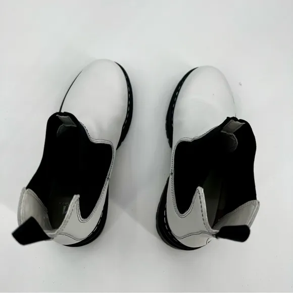 New Marc Fisher Patrick Ankle Boots Bootie Chelsea White Rubber Sole Moto 6.5 M