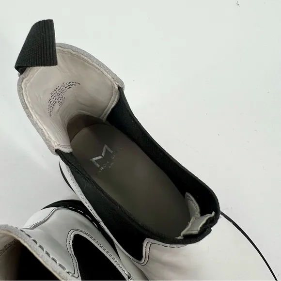 New Marc Fisher Patrick Ankle Boots Bootie Chelsea White Rubber Sole Moto 6.5 M