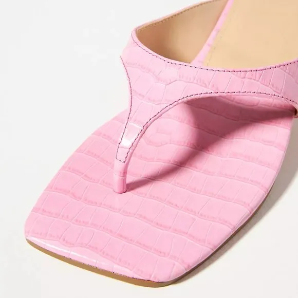 NEW Marc Fisher Size 7.5 Womens Square Toe Heeled Flip-Flop Sandals, Medium Pink