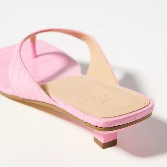 NEW Marc Fisher Size 7.5 Womens Square Toe Heeled Flip-Flop Sandals, Medium Pink