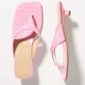 NEW Marc Fisher Size 7.5 Womens Square Toe Heeled Flip-Flop Sandals, Medium Pink