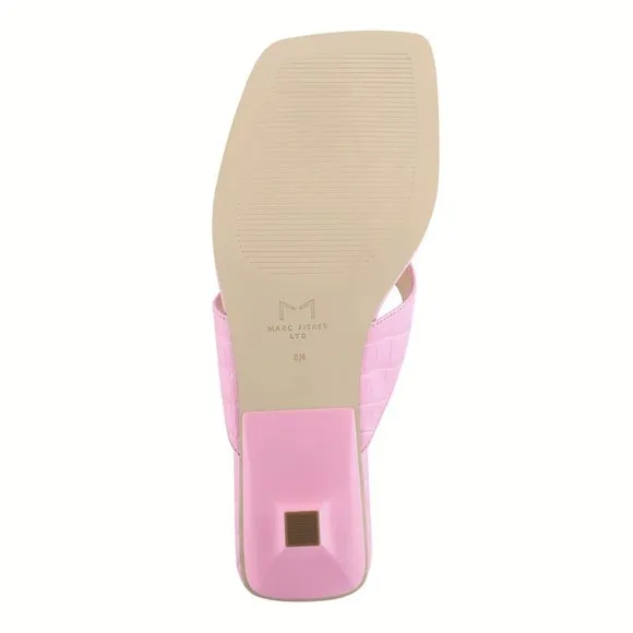 NEW Marc Fisher Size 7.5 Womens Square Toe Heeled Flip-Flop Sandals, Medium Pink