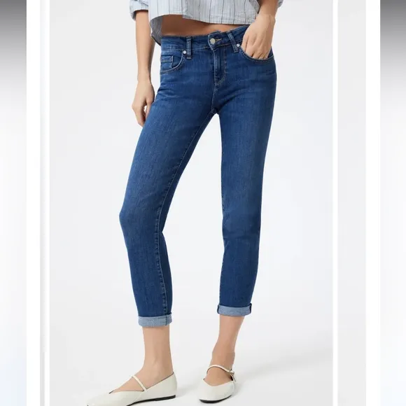 New! Mavi Ada Boyfriend JeansMid Rise‎ | Dark Brushed Feather Blue