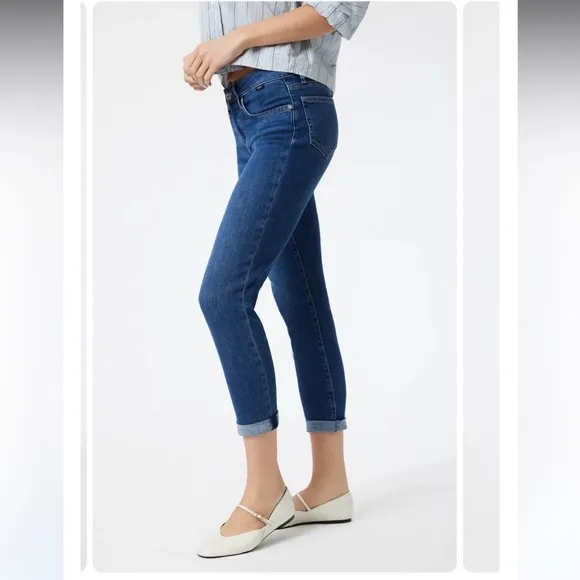 New! Mavi Ada Boyfriend JeansMid Rise‎ | Dark Brushed Feather Blue