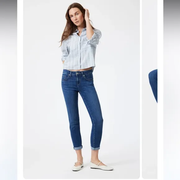 New! Mavi Ada Boyfriend JeansMid Rise‎ | Dark Brushed Feather Blue