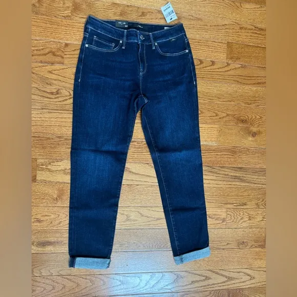 New! Mavi Ada Boyfriend JeansMid Rise‎ | Dark Brushed Feather Blue