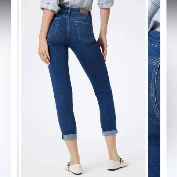 New! Mavi Ada Boyfriend JeansMid Rise‎ | Dark Brushed Feather Blue