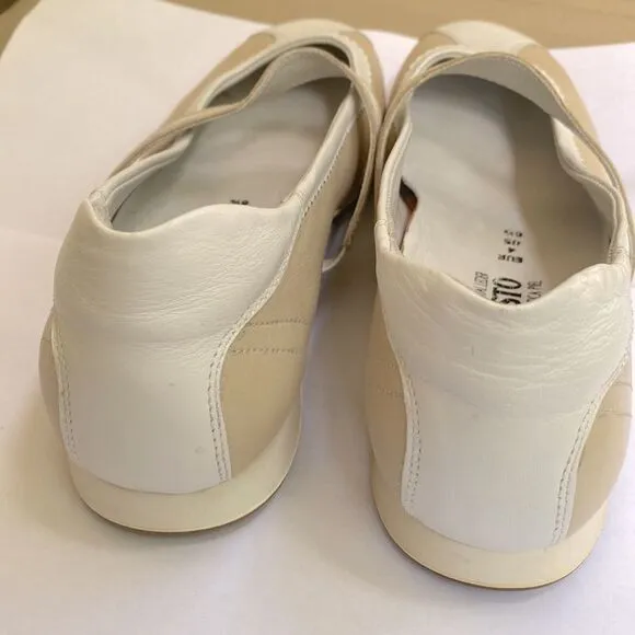 New Mephisto Genuine Leather Mary Jane Flats Cream White