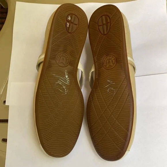 New Mephisto Genuine Leather Mary Jane Flats Cream White