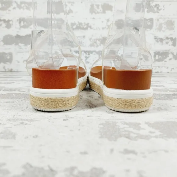 NEW Mia Kids Girls Mabil Brown Clear Strap Buckle Wedge Sandals K998