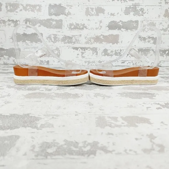 NEW Mia Kids Girls Mabil Brown Clear Strap Buckle Wedge Sandals K998