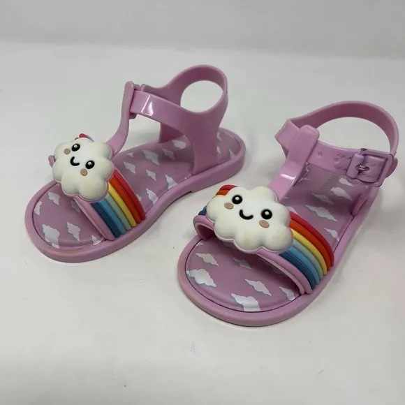 NEW Mini Melissa Rainbow Cloud Sandals Toddler size 8 jellies