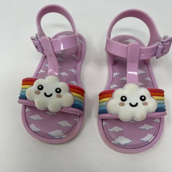 NEW Mini Melissa Rainbow Cloud Sandals Toddler size 8 jellies