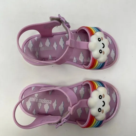 NEW Mini Melissa Rainbow Cloud Sandals Toddler size 8 jellies