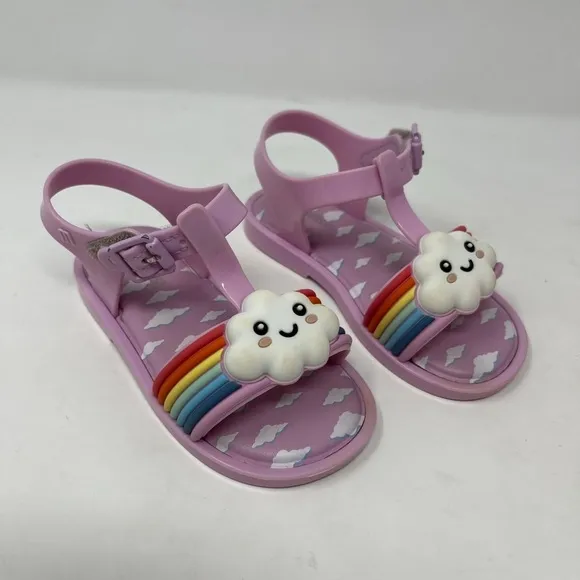 NEW Mini Melissa Rainbow Cloud Sandals Toddler size 8 jellies