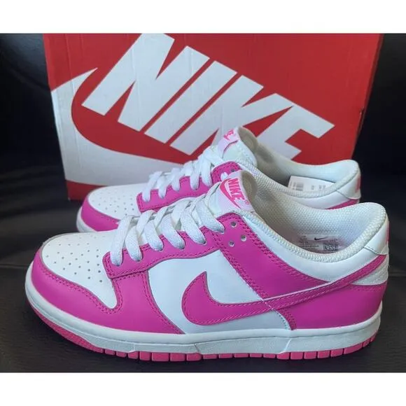 *NEW* NIKE DUNK LOW 5.5Y WHITE / LASER FUCHSIA (FB9109 102)