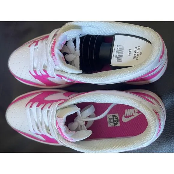 *NEW* NIKE DUNK LOW 5.5Y WHITE / LASER FUCHSIA (FB9109 102)