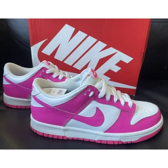 *NEW* NIKE DUNK LOW 5.5Y WHITE / LASER FUCHSIA (FB9109 102)