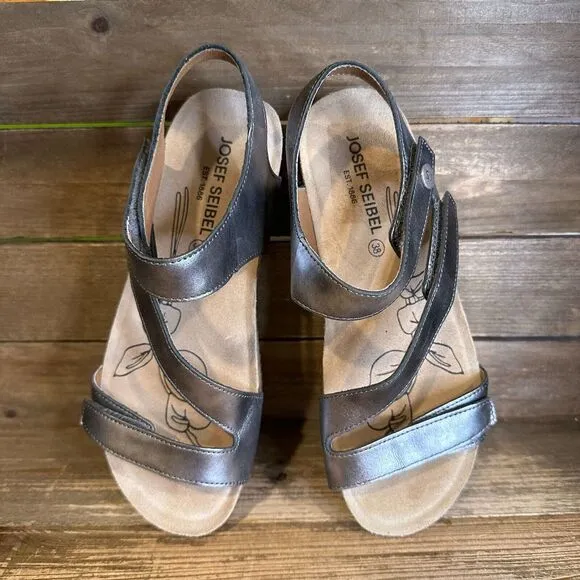 New NWOB Womens Josef Seibel Tonga 25 Leather Strappy‎ Sandals Size EU 38 US 7 M