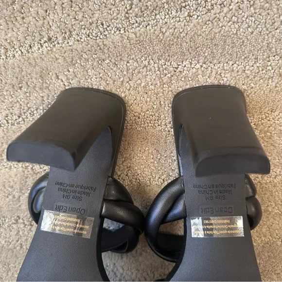 NEW Open Edit Remmy Black Twisted Puffy Strap Open Toe High Heel Sandals Size 9M