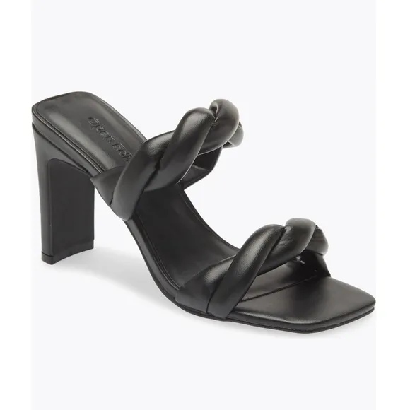 NEW Open Edit Remmy Black Twisted Puffy Strap Open Toe High Heel Sandals Size 9M