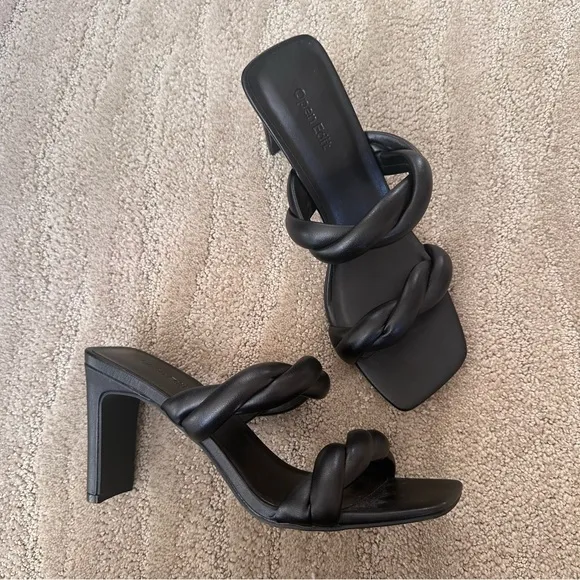 NEW Open Edit Remmy Black Twisted Puffy Strap Open Toe High Heel Sandals Size 9M
