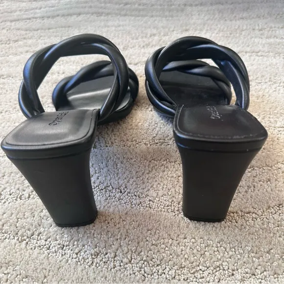 NEW Open Edit Remmy Black Twisted Puffy Strap Open Toe High Heel Sandals Size 9M