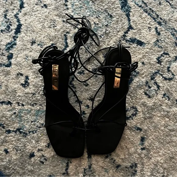 New Princess Polly Billini Hera black lace up heeled sandals