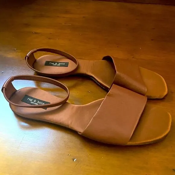 New rag &amp; bone ellory brown rust slip on sandals ankle strap size 40 or USA 10