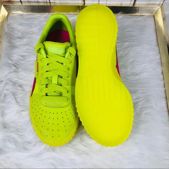 New Rare Puma Cali 90s Neon Lime Fuchsia Sneakers