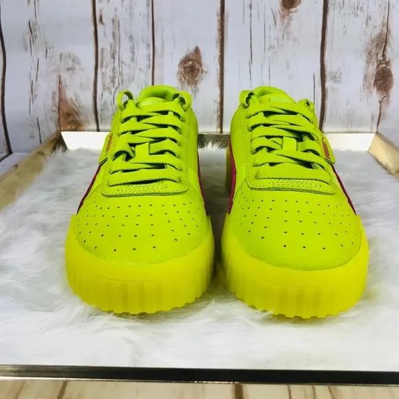 New Rare Puma Cali 90s Neon Lime Fuchsia Sneakers