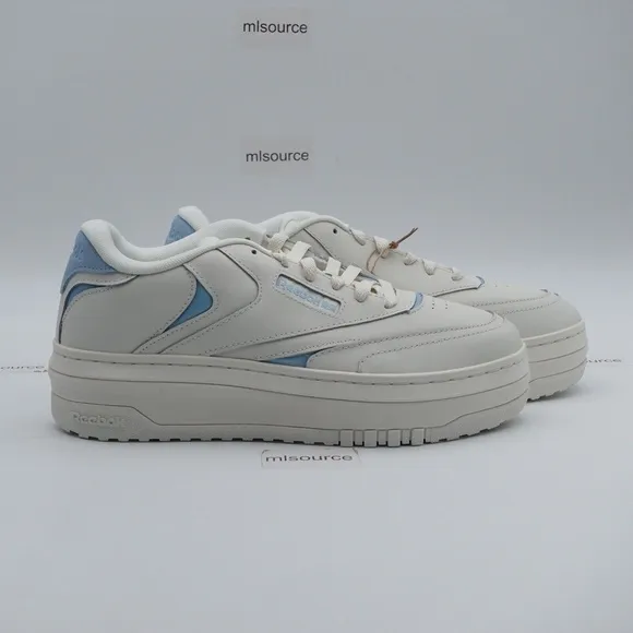 NEW Reebok Club C Extra Platform Leather Sneakers HQ2126 Chalk/Blue