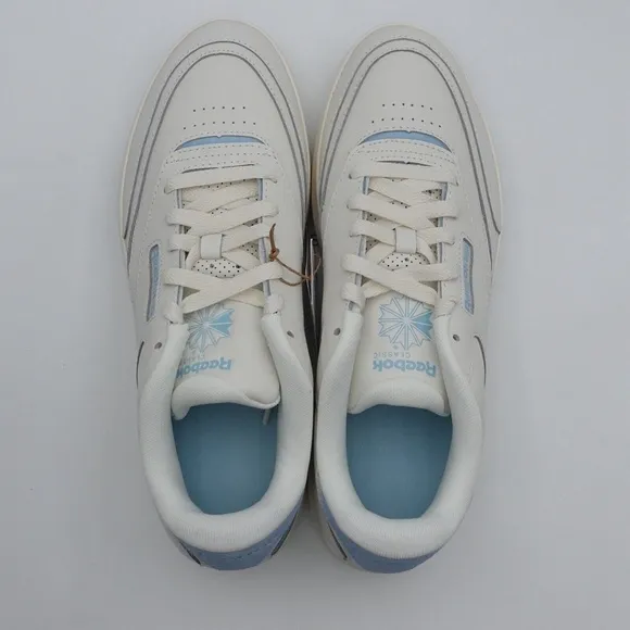NEW Reebok Club C Extra Platform Leather Sneakers HQ2126 Chalk/Blue