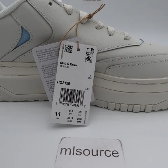 NEW Reebok Club C Extra Platform Leather Sneakers HQ2126 Chalk/Blue