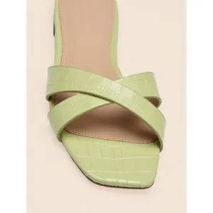 New Reformation The Margaret croc embossed crossover sandals Size 7