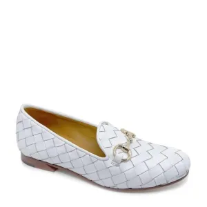 NEW ROBERT ZUR women's letti woven loafer in white