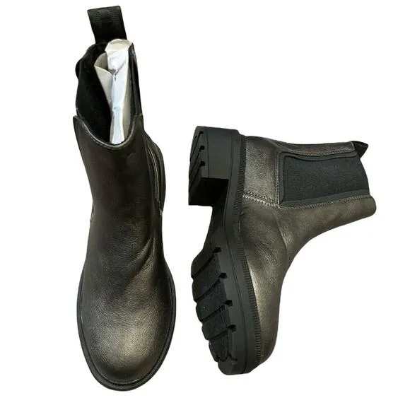 new Rocket Dog Iggie Chelsea Boot Gunmetal Chunky Faux Leather size 6