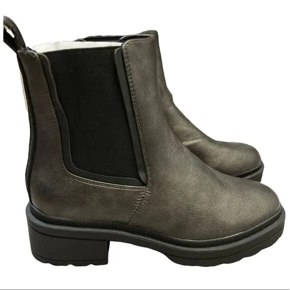 new Rocket Dog Iggie Chelsea Boot Gunmetal Chunky Faux Leather size 6