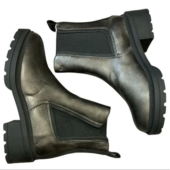 new Rocket Dog Iggie Chelsea Boot Gunmetal Chunky Faux Leather size 6