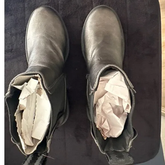 new Rocket Dog Iggie Chelsea Boot Gunmetal Chunky Faux Leather size 6