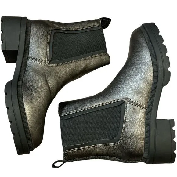 new Rocket Dog Iggie Chelsea Boot Gunmetal Chunky Faux Leather size 6