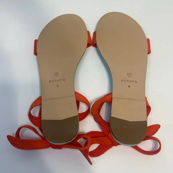 New Rothy’s Picnic Wrap Orange Knit Sandals Size 9
