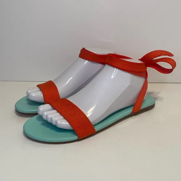 New Rothy’s Picnic Wrap Orange Knit Sandals Size 9