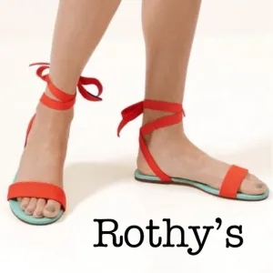 New Rothy’s Picnic Wrap Orange Knit Sandals Size 9