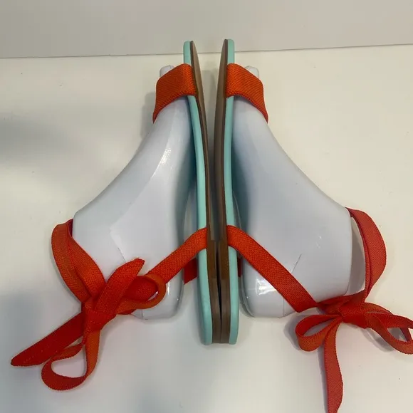 New Rothy’s Picnic Wrap Orange Knit Sandals Size 9