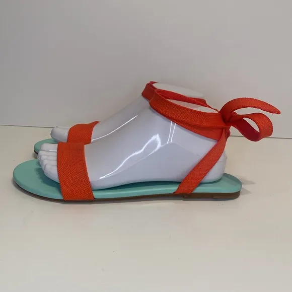 New Rothy’s Picnic Wrap Orange Knit Sandals Size 9