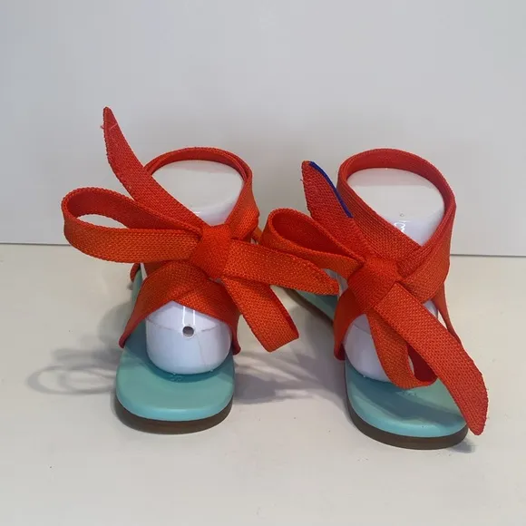 New Rothy’s Picnic Wrap Orange Knit Sandals Size 9