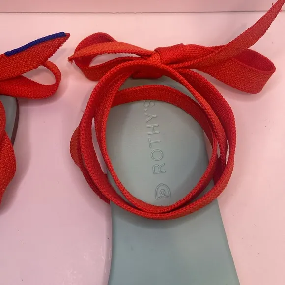 New Rothy’s Picnic Wrap Orange Knit Sandals Size 9